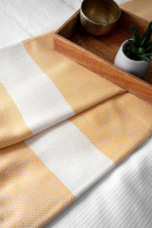 Herringbone-Yellow-Blanket-Extra-Large-Double-King-size-bed-Cotton