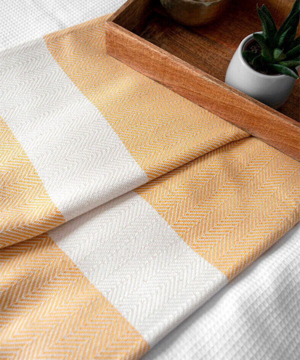 Herringbone-Yellow-Blanket-Extra-Large-Double-King-size-bed-Cotton