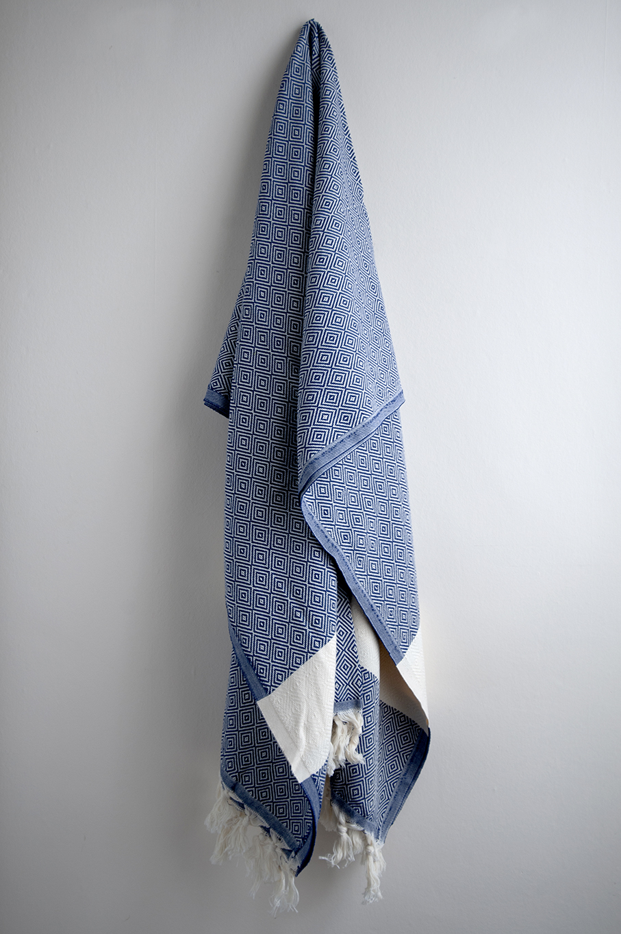 Navy Blue Diamond Turkish Towel Hamam Square