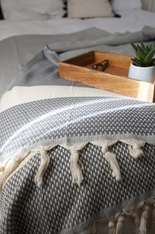Hasir-Dark-Grey-Blanket-Extra-Large-Double-King-size-bed-Cotton