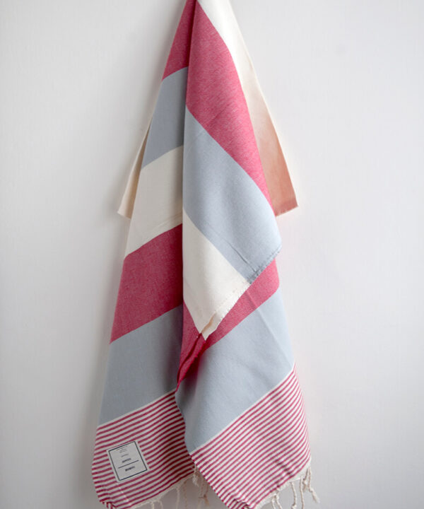 Hamam-Square-Original-Turkish-Peshtemal-Pestemal-Coton-Red-Grey-beach-towel