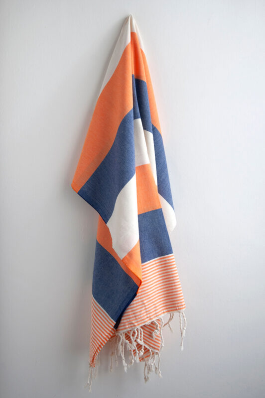 Hamam-Square-Original-Turkish-Peshtemal-Pestemal-Coton-Blue-Orange-beach-towel