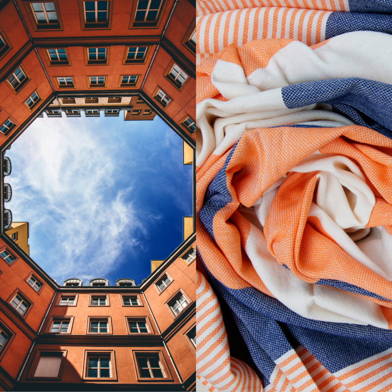 Hamam-Square-Original-Turkish-Peshtemal-Blue-Orange-beach-towel