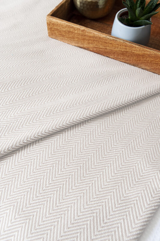 Hamam-Square-Herringbone-Light-Beige-Blanket-Extra-Large-Double-King-size-bed-Cotton