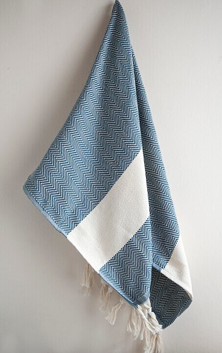 Hamam-Square-Blue-Grey-Herringbone-Hand-Towel
