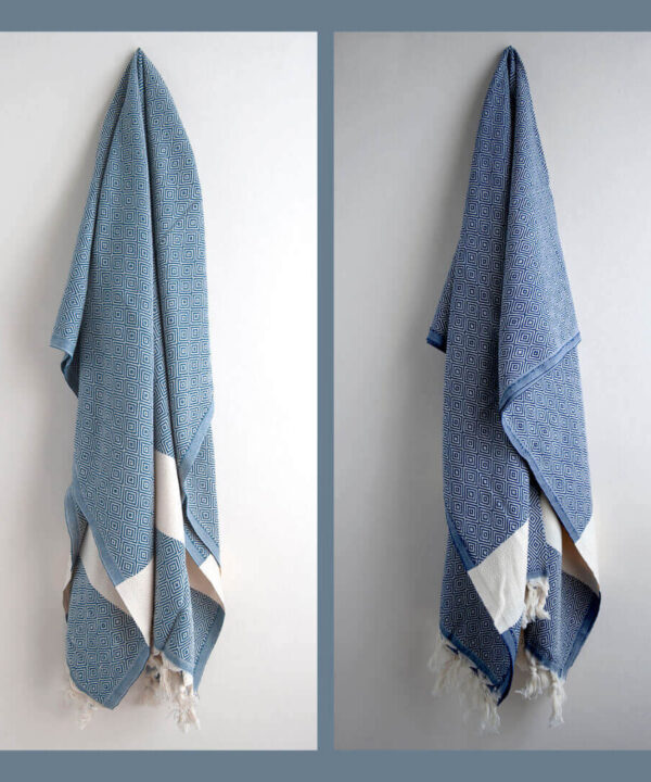 Hamam-Square-Original-Turkish-Peshtemal-Diamond-Blue-Grey-Navy-Blue-bundle-beach-towel