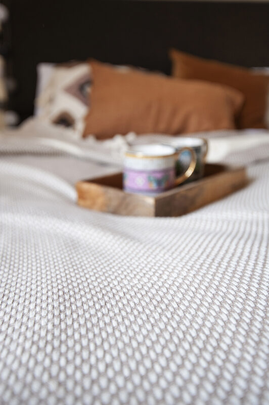 Hasir Beige Blanket Extra Large Double King size bed Cotton