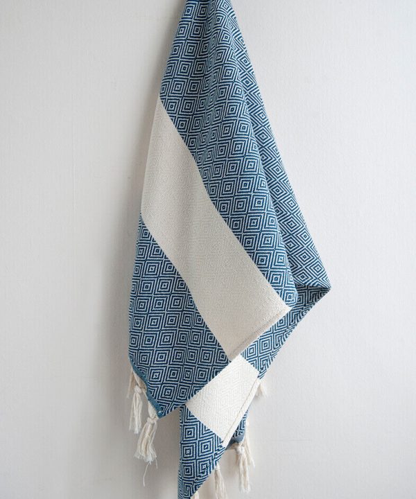 Hamam-Square-French-Navy-Diamond-Hand-Towel