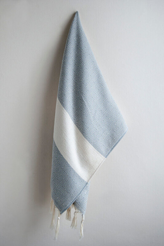 Hamam Square Light Grey Diamond Hand Towel