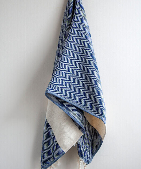 Hamam-Square-Navy-Blue-Herringbone-Hand-Towel