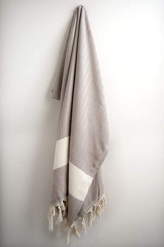 Hamam Square Original Turkish Herringbone Sandy Beige beach towel