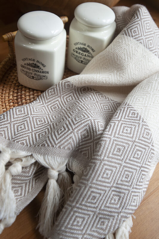 Hamam Square Sandy Beige Diamond Hand Towel