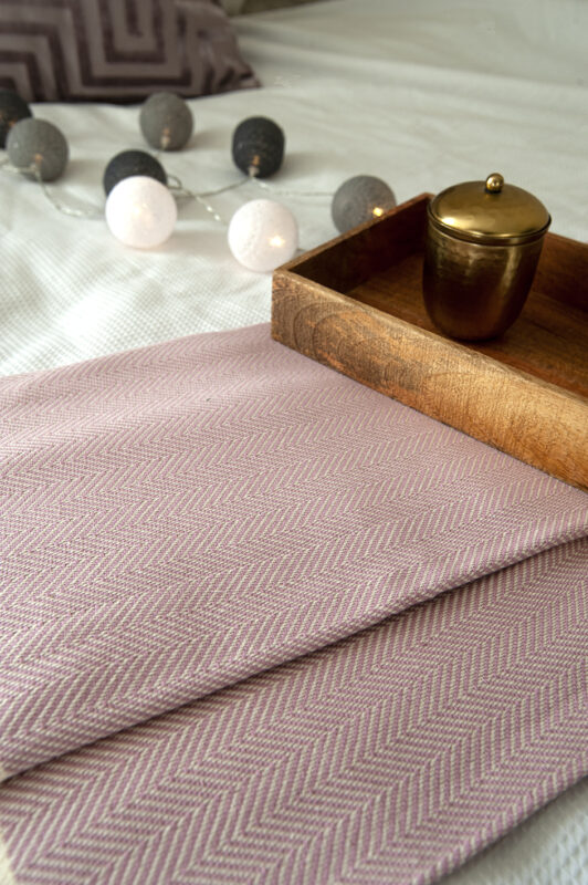 Hamam Square Herringbone Dusty Pink Blanket Extra Large Double King size bed Cotton
