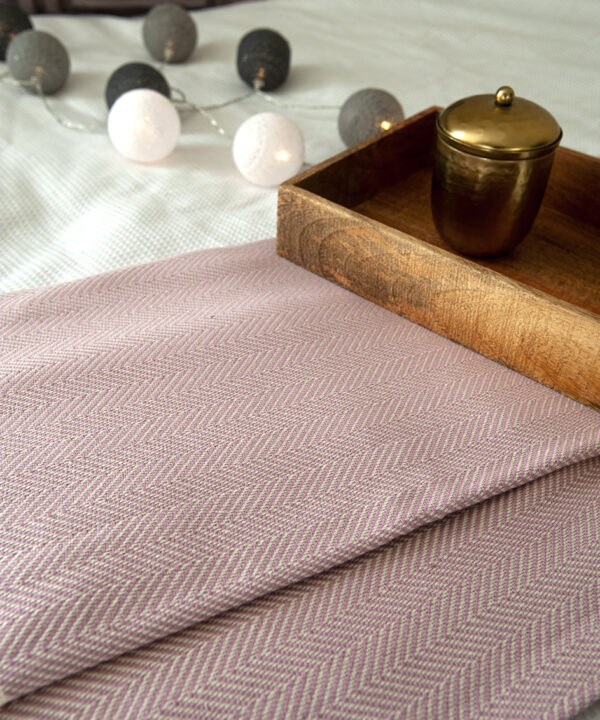Hamam Square Herringbone Dusty Pink Blanket Extra Large Double King size bed Cotton