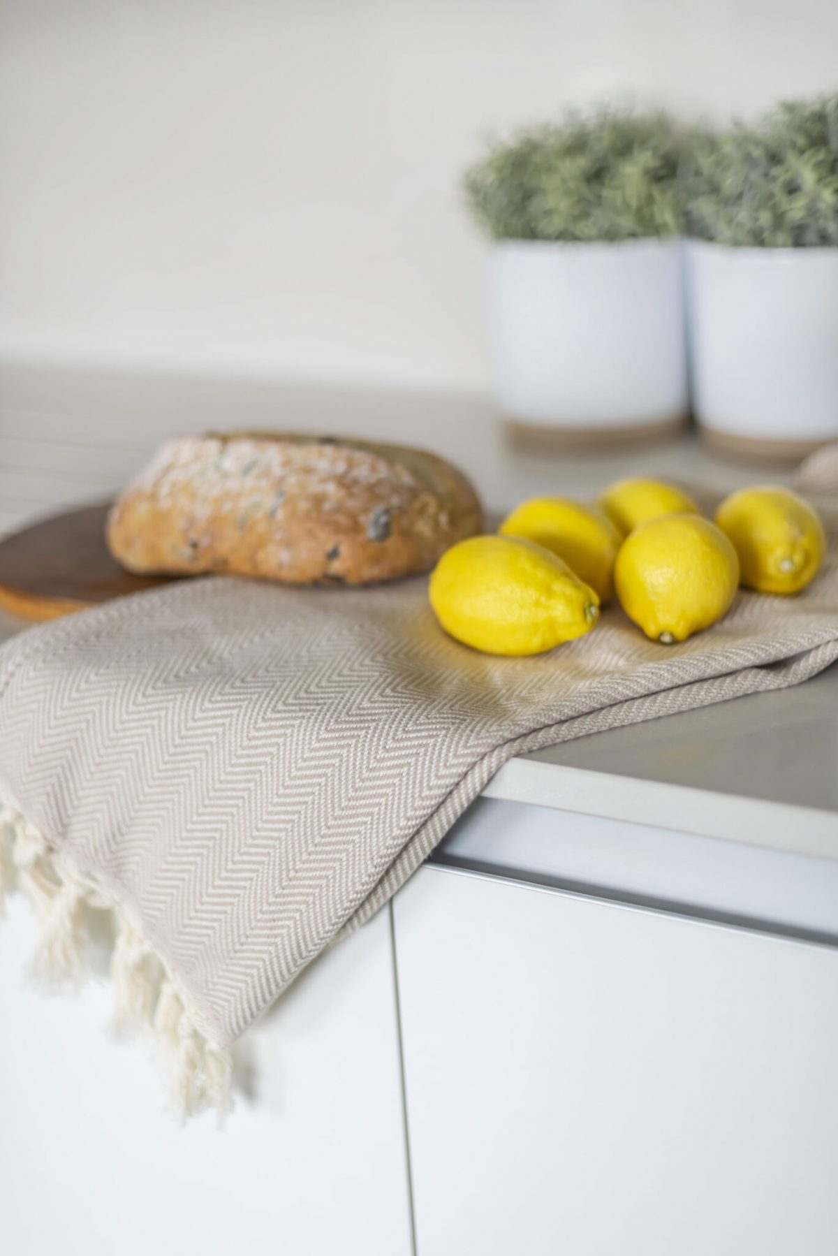Hamam Square Sandy Beige Herringbone Hand Towel