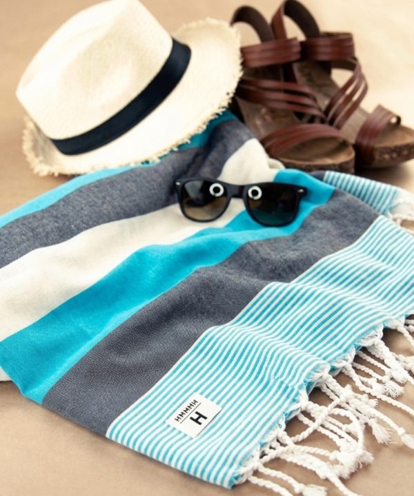 Turquoise Grey Balat Turkish Towel
